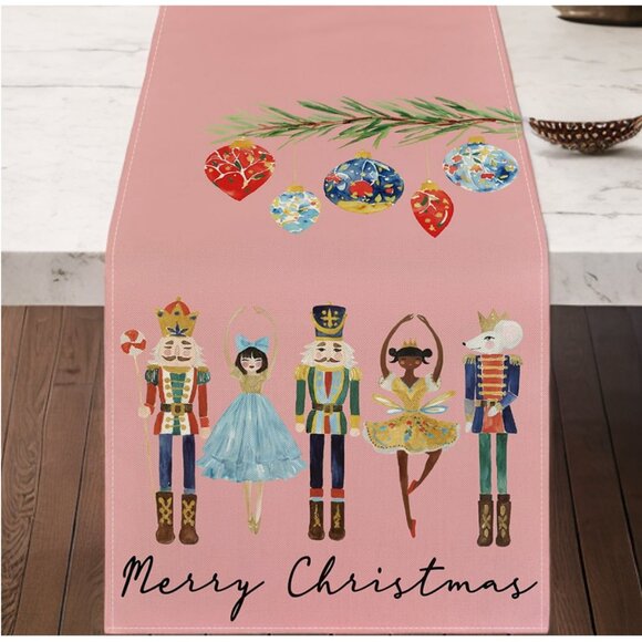 Pink Nutcracker Table Runner Christmas Decor Decorative Cloth Holiday Decoration - Picture 7 of 7